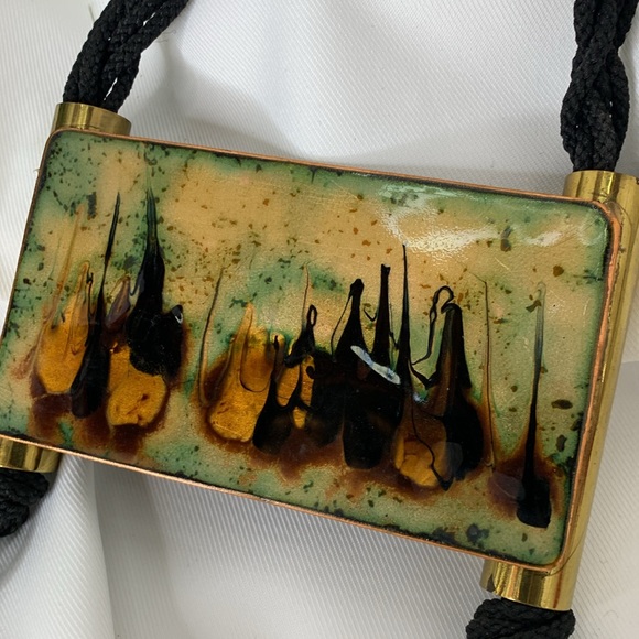 Enamel on metal hanging scroll wall art - Picture 7 of 14